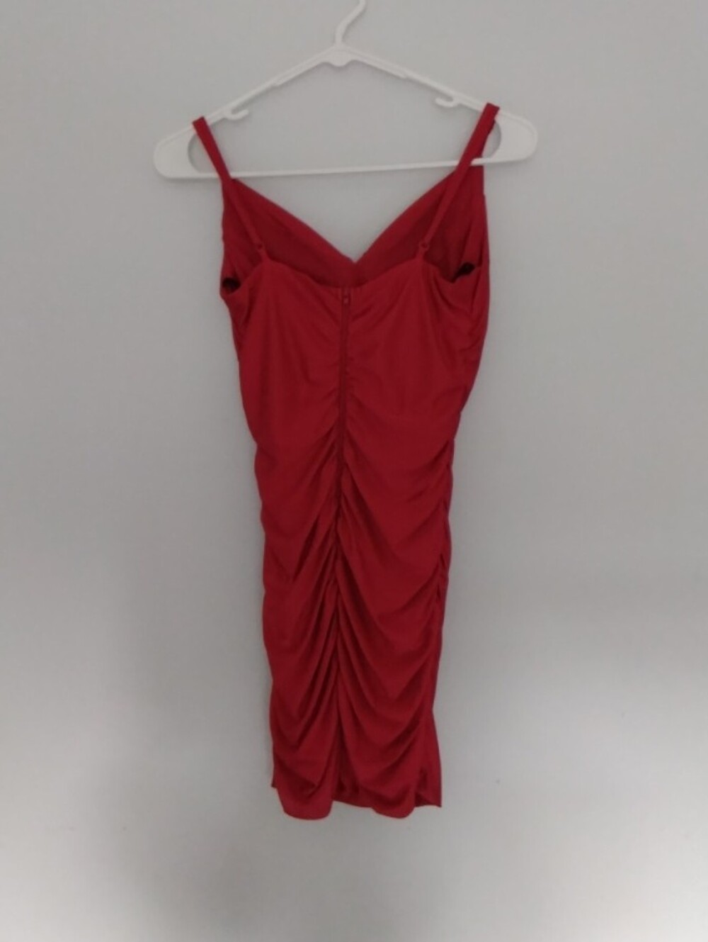Red Ruched Cowl Mini Dress - Picture 2 of 3